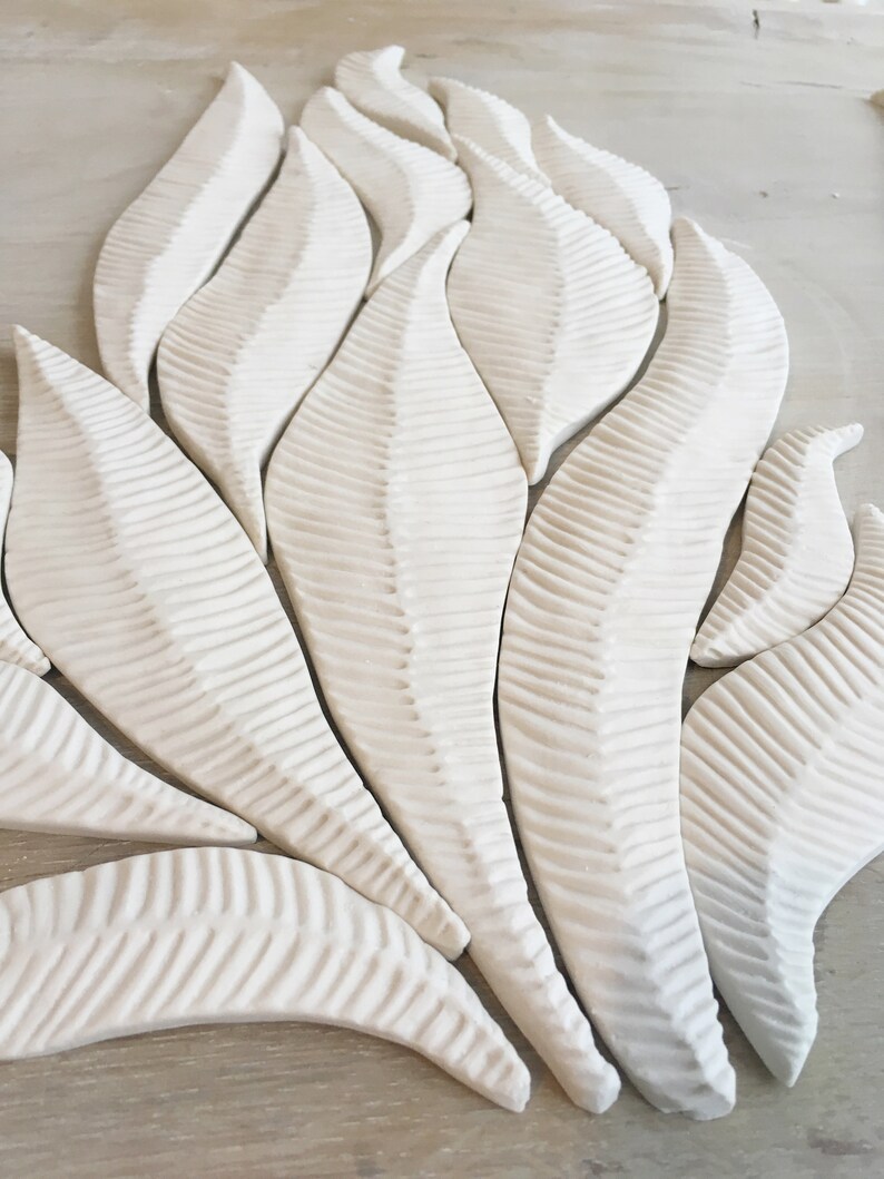 Botany Leaf Shaped Porcelain Mosaic Tiles Nature Inspired Etsy