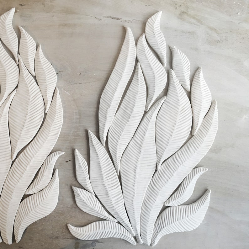 Botany Leaf Shaped Porcelain Mosaic Tiles Nature Inspired Etsy UK
