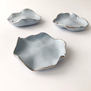 Light Blue Porcelain Wall Art Flower Petals with Platinum or 24ct Gold Lustre