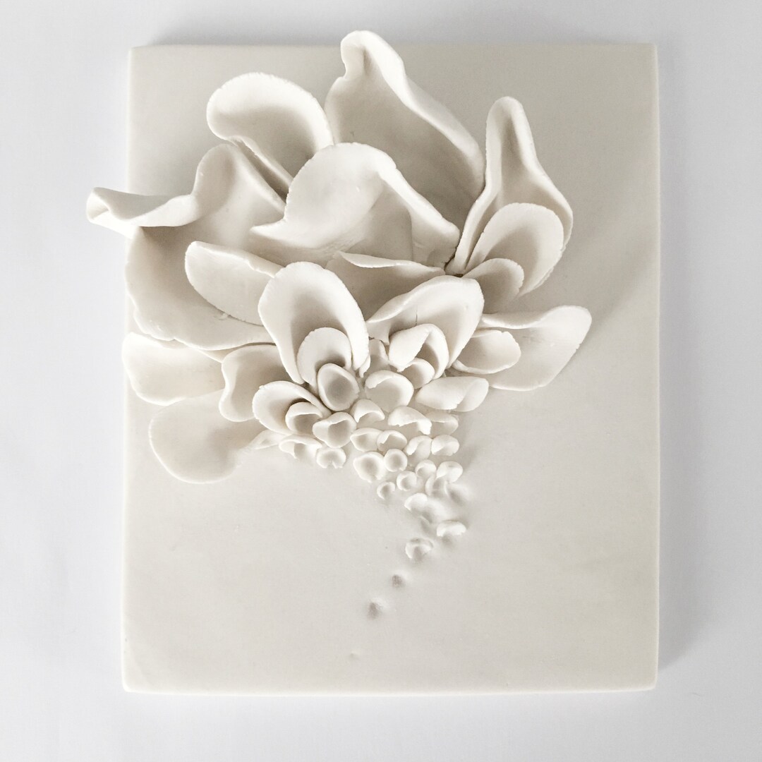Wall Hanging Ceramic Sculpture Flower Wall Art Porcelain Etsy