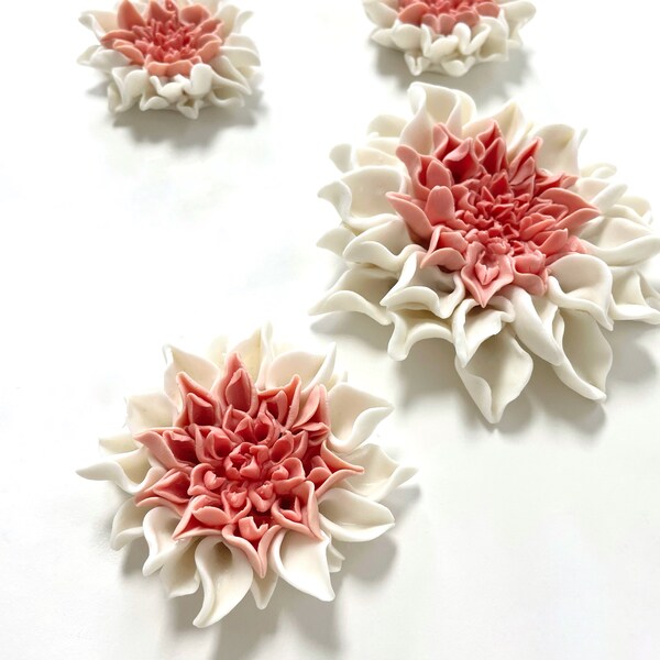 Whte And Gold Porcelan Flower Wall Art Ceramc Flower Wall Etsy – Artoft