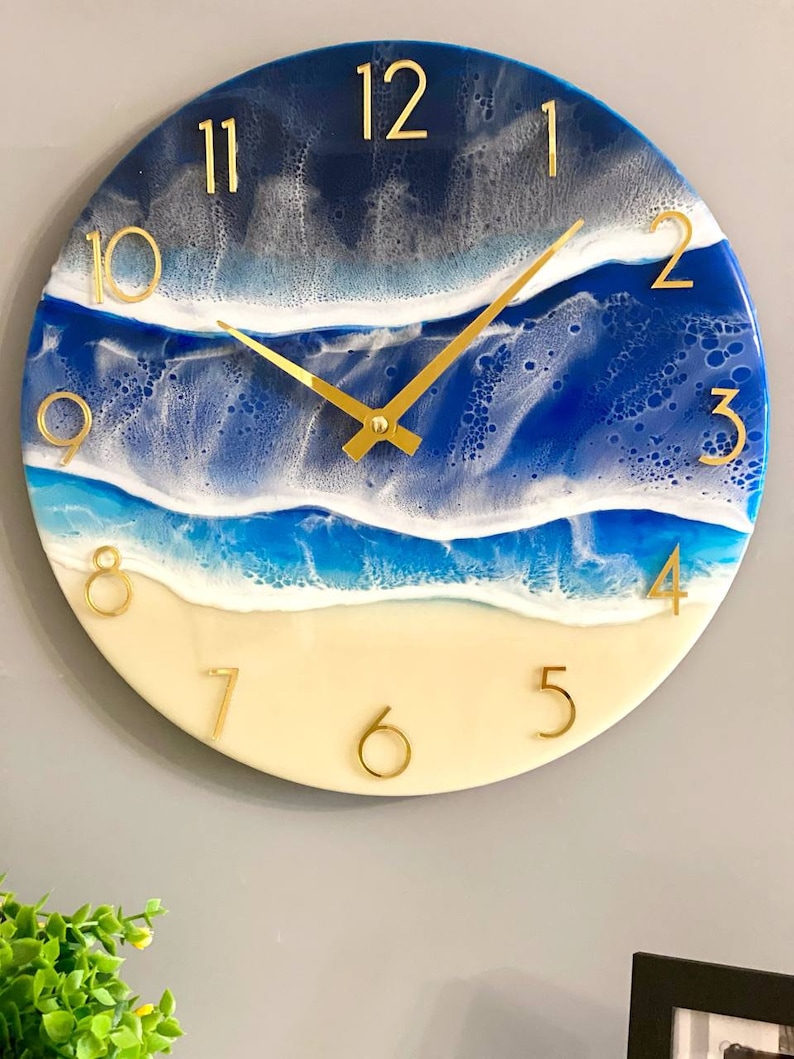 Ocean Wall Clock Sea Wall Clock Beach Wall Clock Epoxy Wall Etsy