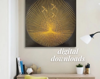 Digital DIY wild bird string art, 3D art tutorial, string art patterns tutorial, sun set string art