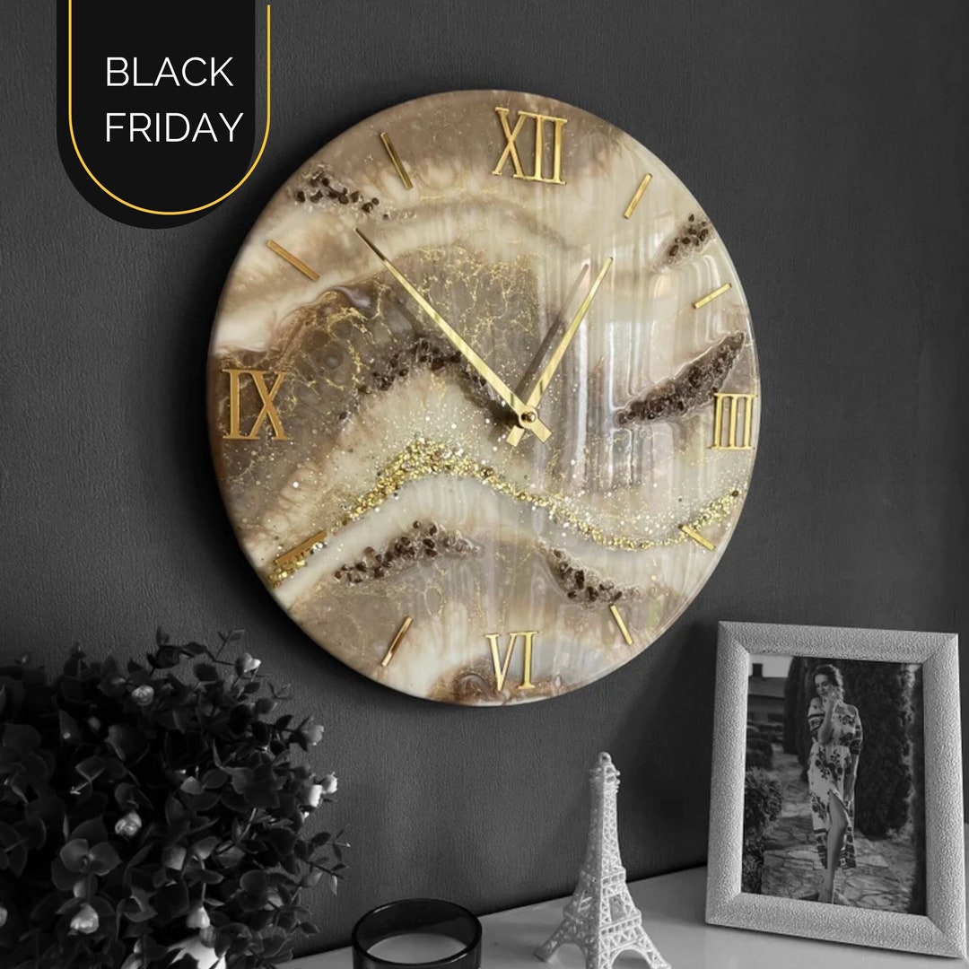 Black Friday Gold Wall Clock Round Wall Clock Resin Wall Etsy