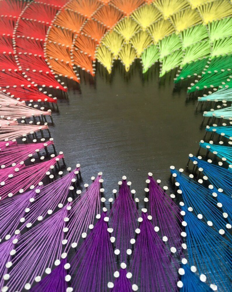 String Art Wall decor Home decor Cafe decor Rainbow string art Etsy