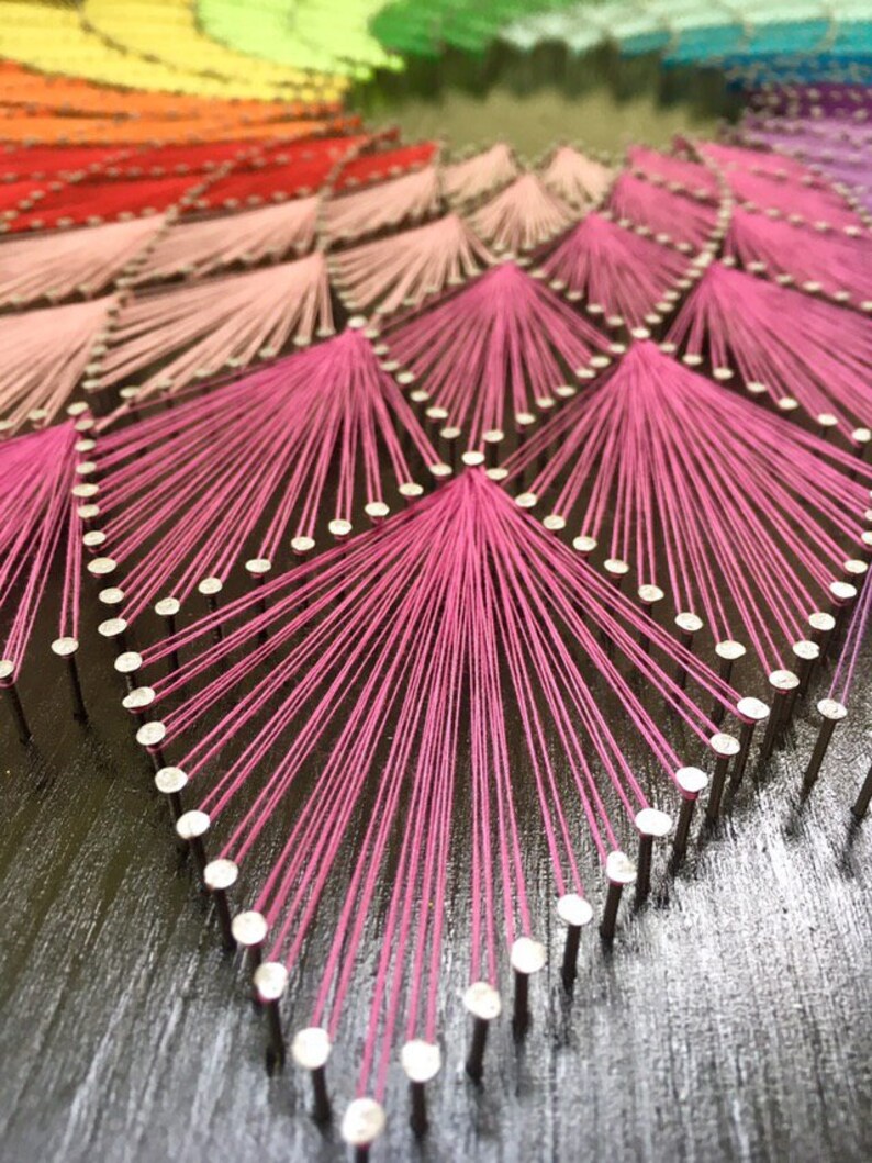 String Art Wall decor Home decor Cafe decor Rainbow string art Etsy