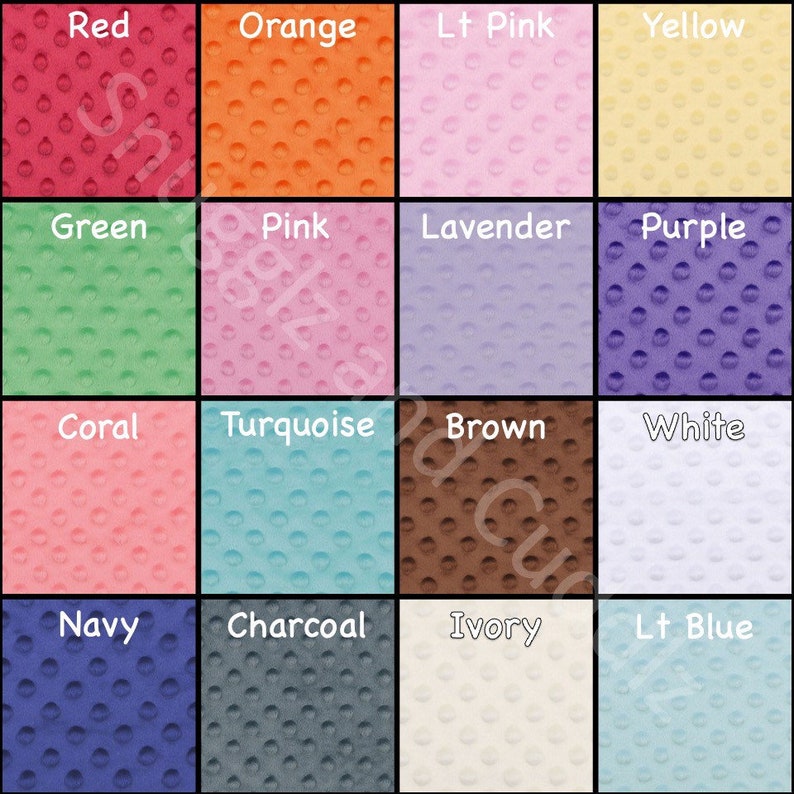 K&ouml;nnte beinhalten: Eine Karte mit 16 Stoffmustern in verschiedenen Farben, darunter Rot, Orange, Rosa, Gelb, Gr&uuml;n, Lavendel, Lila, Koralle, T&uuml;rkis, Braun, Wei&szlig;, Marineblau, Anthrazit, Elfenbein und Hellblau. Der Stoff hat eine strukturierte, genoppte Oberfl&auml;che.