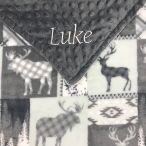 Personalized Baby Blanket: Embroidered Woodland Minky Blanket
