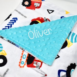 Couverture brodée pour équipement de construction : couverture personnalisée Minky Truck
