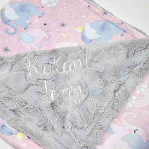 Personalized Elephant Blanket, Custom Elephant Blanket, Embroidered Baby Elephant Blanket, Minky Elephant Blanket, Baby Elephant Nap Blanket