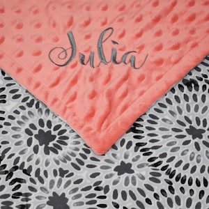 Personalized Baby Blanket: Embroidered Minky Floral Blanket