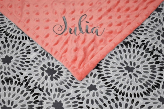 Personalized Baby Blanket: Embroidered Minky Floral Blanket