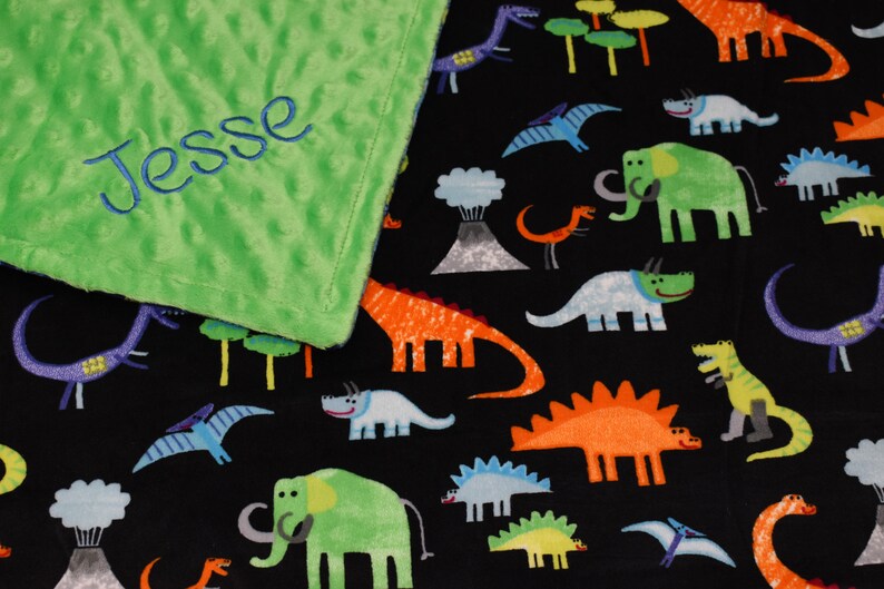 Personalized Baby Blanket Embroidered Baby Blanket Monogrammed Baby Blanket Dinosaur Blanket Baby Blanket Personalized Minky Blanket