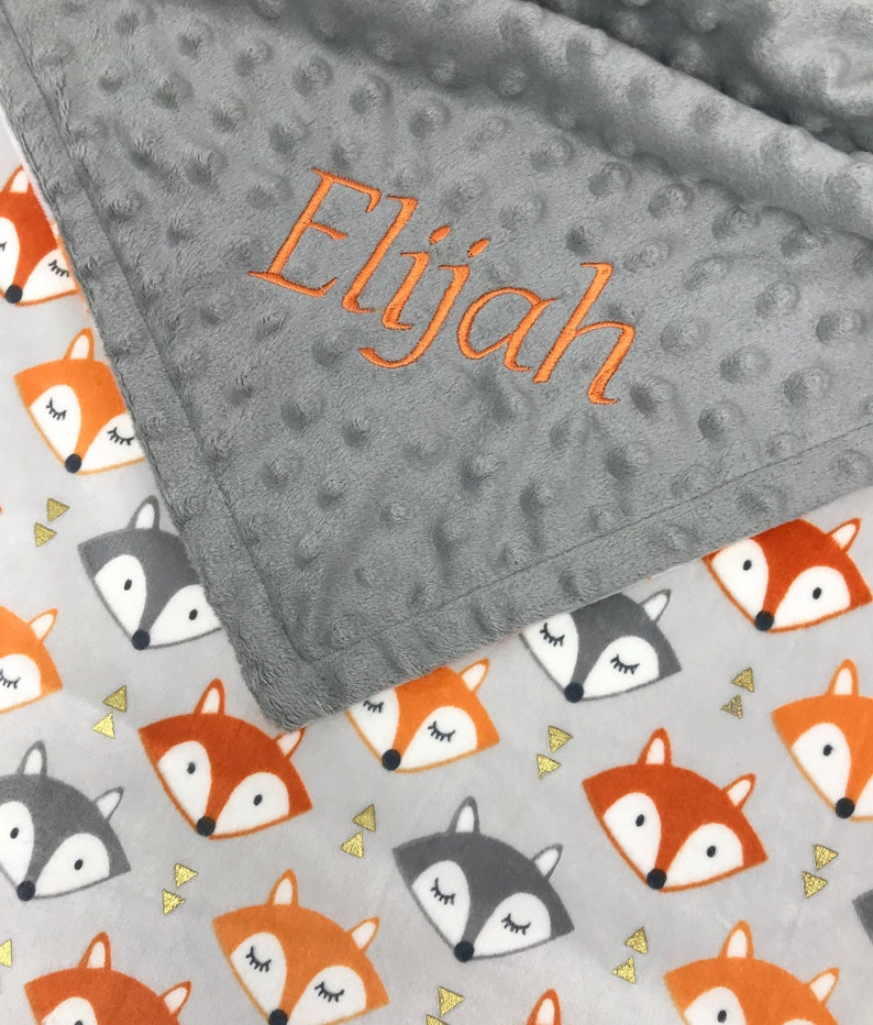 Baby Blanket Fox Baby Shower Gift Baby Boy Blanket Embroidered Baby Blanket Baby Blankets Personalized Personalized Baby Blanket