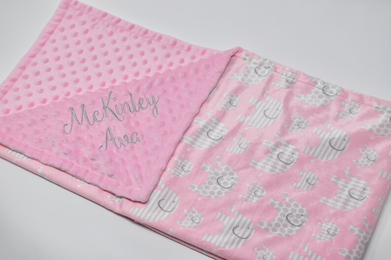 Pink Elephants Baby Girl Blanket Personalized Baby Blanket Elephant Baby Blanket Baby Blankets Personalized Embroidered Baby Blanket