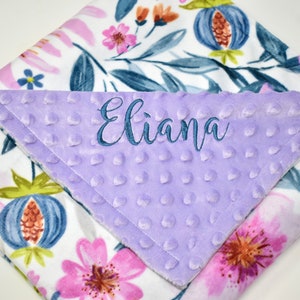 Embroidered Floral Baby Blanket: Personalized Minky Rose Blanket