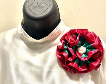Five Inch Hot Pink and Green Corsage, Alpha Kappa Alpha, AKA, Brooch, Satin Corsage, Pearl, Wedding, Mother of Bride, Mother of Groom