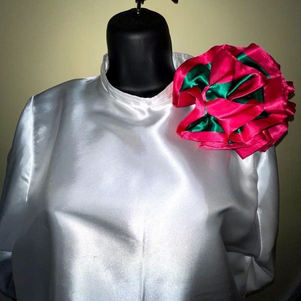 Six-inch Hot Pink & Emerald Green Six-inch Satin Corsage, Alpha Kappa Alpha, AKA, Mother of Bride, Mother of Groom, Wedding, Formal, Choir