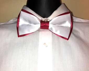 Red and White Pretied Bow Tie, Satin Bow Tie, Adjustable Bow Tie, Kappa Alpha Psi, Groomsmen, Wedding