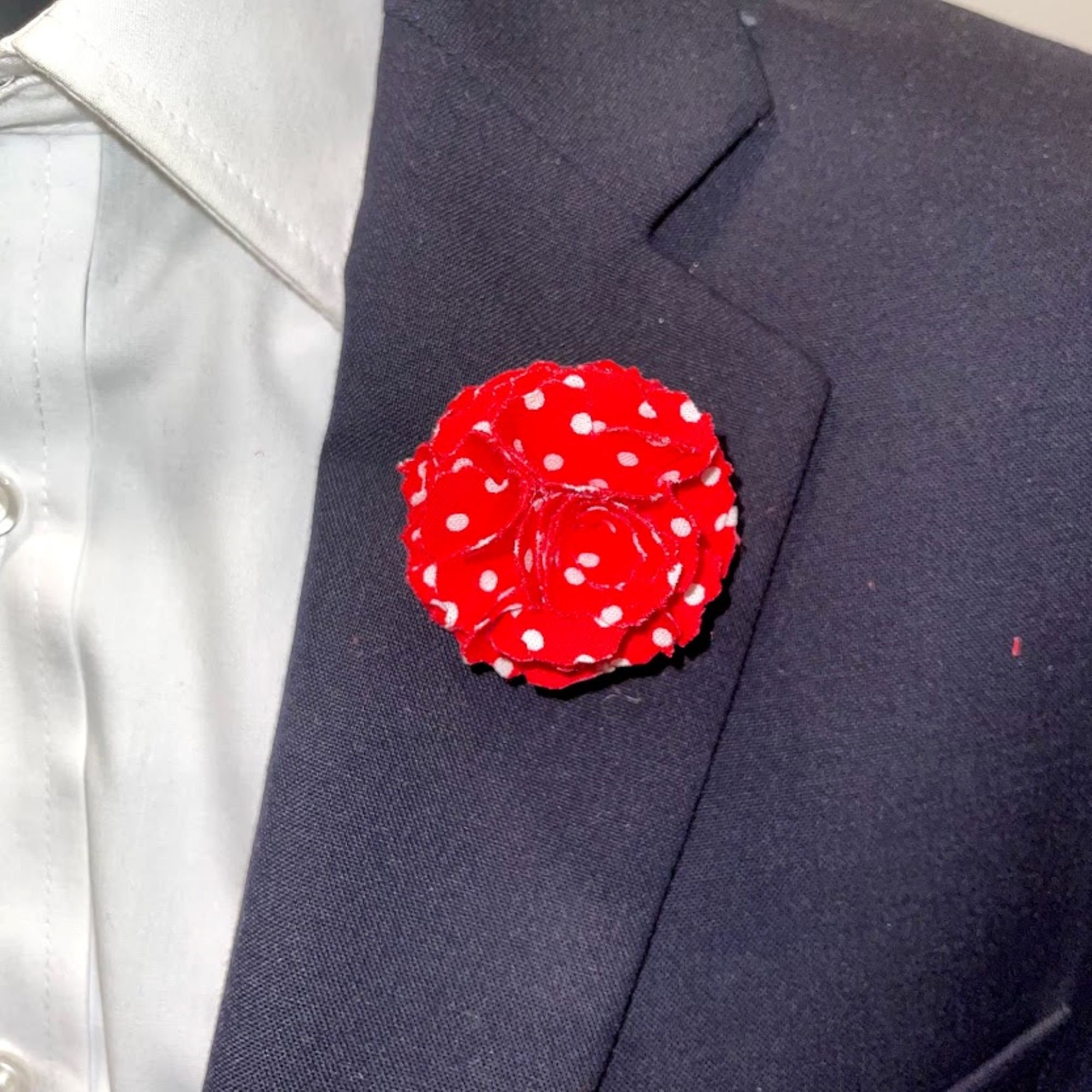 Red With White Polka Dot Lapel Pin Cotton Lapel Pin Casual Etsy
