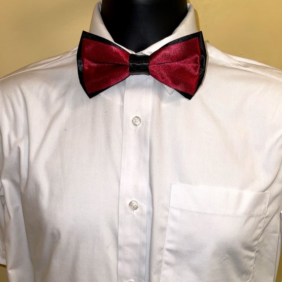 black dress shirt with burgundy bow tie Bow Tie Burgundy And Black Prom Suit Mens Burgundy Suit: Slim Fit Shawl Lapel Tuxedo Prom,