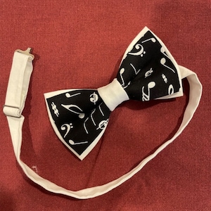 Men&#39;s Music Note Bow Tie, Black and White Bow Tie, Adjustable Bow Tie, Boy&#39;s Bow Tie, Groomsmen, R&B, Rock, Country, Gospel, Wedding, Choir