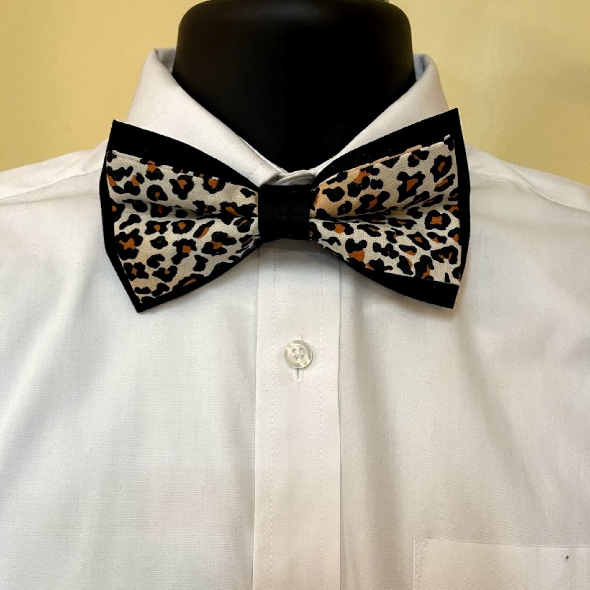 mens leopard bow tie