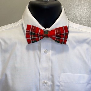 Men's Holiday Bow tie, Red Plaid Bow Tie, Adjustable Bow Tie, Boy's Bow Tie, Groomsmen, Wedding, Cotton Bow Tie, Christmas