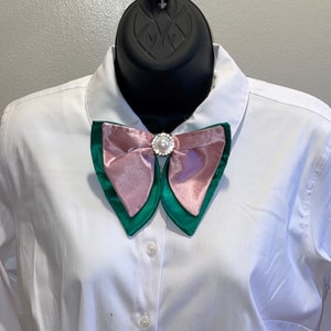 Butterfly Bow Tie, Pink and Green Bow Tie, AKA, Alpha Kappa Alpha, Pre-tied Bow Tie, Adjustable Bow tie, Brooch Bow Tie