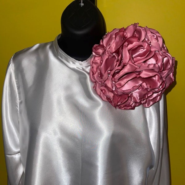 Woman's Extra Large Rose Pink Eight-inch Satin Corsage, AKA, Sorority, Mother of Bride, Mother of Groom, Choir, Breast Cancer Awareness