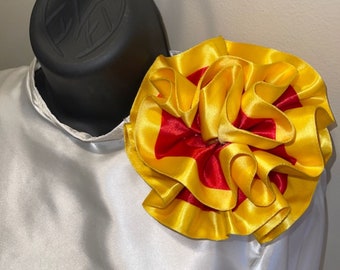 Woman's Sunflower Gold and Red Six-inch  Satin Corsage, NSPDK, Mother of Bride, Mother of Groom, Choir, Funeral