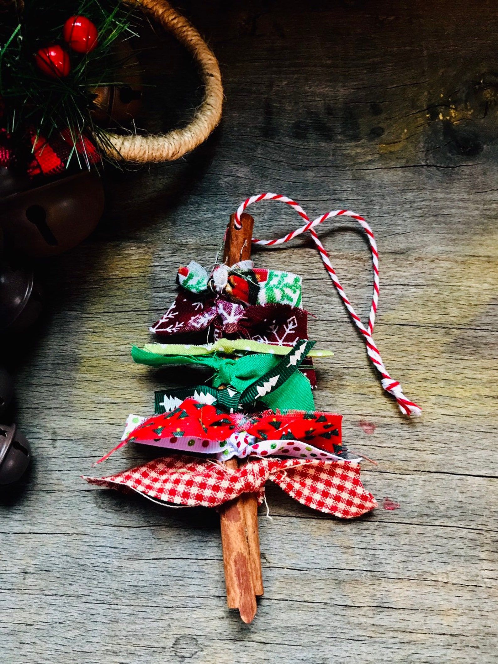 Scrappy Christmas Tree Cinnamon Stick Ornament Etsy