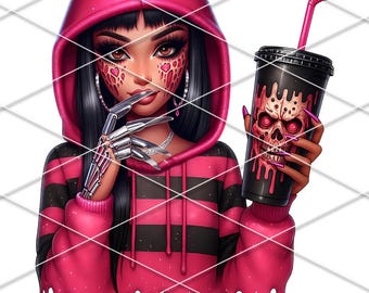 Spooky Mama Ghost PNG/ Tumbler png/ Halloween Coffee Lover Fall / Freddy Halloween Girl/ Horror movie characters /spooky season/ pumpkin dtf