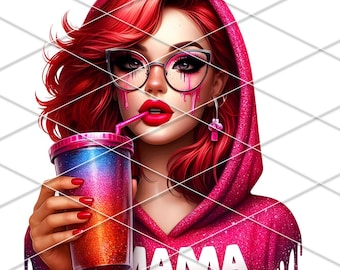 Glitter and Dirt Mama/ Diva Latina png/ Red hair mom/ Medical glasses/ Mom Sublimation PNG, Mothers day png/ Dripping mama/ halloween mama