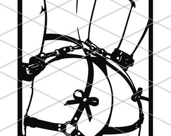 BDSM Bondage Metal Wall Art SVG | Erotic Laser Cut File | Sexy Fetish Decor | Woman Silhouette | cnc Plasma DXF png Eps | Digital Download