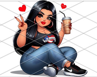 Puerto Rican Girl PNG/ Proud Puerto Rican/ Puerto Rican woman png/ Latina messy bun png, sublimation designs/ Instant Download/ Puerto Rico