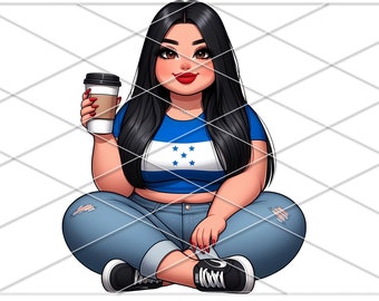 Hondureña Girl Png/ Honduras girl png/ Proud Honduras clipart/ Honduras flag png/ Gordita hondureña/ Latina proud/ Hondurena png/ dtf files