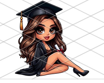 girl in graduation gown /graduation gift / cap and gown / png / Graduation printable / cap and gown clipart / diploma