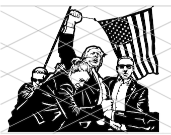 Shoot Trump Fight 2024 DXF For Plasma, engraving/ Trump Shot Fight 2024 Election/ Maga, Trump assassination/ President/ Republican Svg/PNG