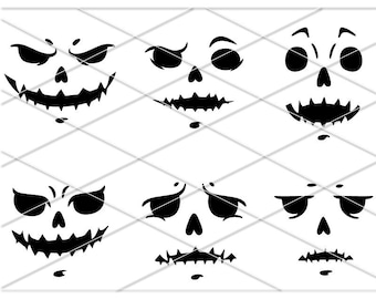 Kürbis Gesicht svg, Halloween Gesichter, Kürbis Gesicht Clipart, lustige Herbst Halloween svg, Kürbis Schablone Instant Download Cricut Silhouette svg