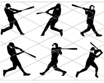 Silueta de jugadores de béisbol SVG/ Jugador de béisbol svg/ Béisbol Formas Negras Clipart/ Béisbol PNG/ Siluetas vectoriales de béisbol/ Cricut svg
