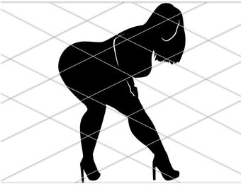 Sexy Curvy girl SVG/ Thick Curvy Mudflap Girl/ Curvy Woman Pole Dance/ Mudflap girl svg/ Stripper Woman PNG/ Plus Size Girl vector/ cricut