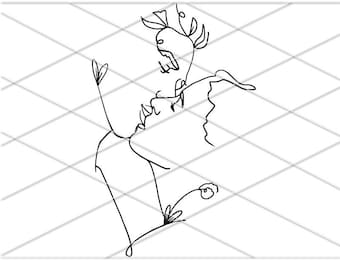 Minimalist Drawing/ Romantic Couple Line Art/ Love line art/ Couple Kissing Line art/ Flower Lineart/ relationship svg/ One line art body