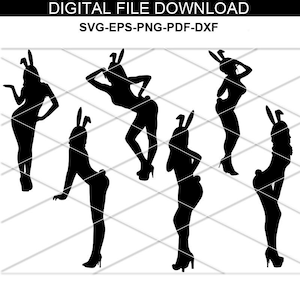 Bundle de femmes sexy, silhouette de femme sexy, silhouette sexuelle, filles SVG, silhouette érotique, lapin femmes, silhouette noire Svg/Eps/Dxf/Pdf/png