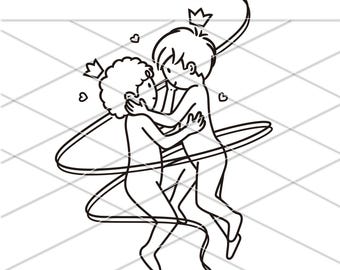 Love is Love Svg | Gay Couple Svg | LGBTQ Pride PNG | Cute Kawaii Couple Design | Cricut Cut File | Pride Month Digital Download Sublimation