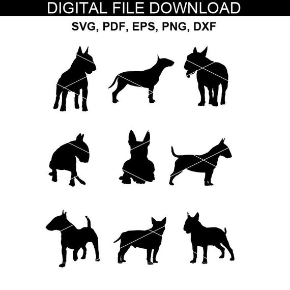Bull Terrier Silhouette Svg Dog Svg Digital Download Puppy Svg