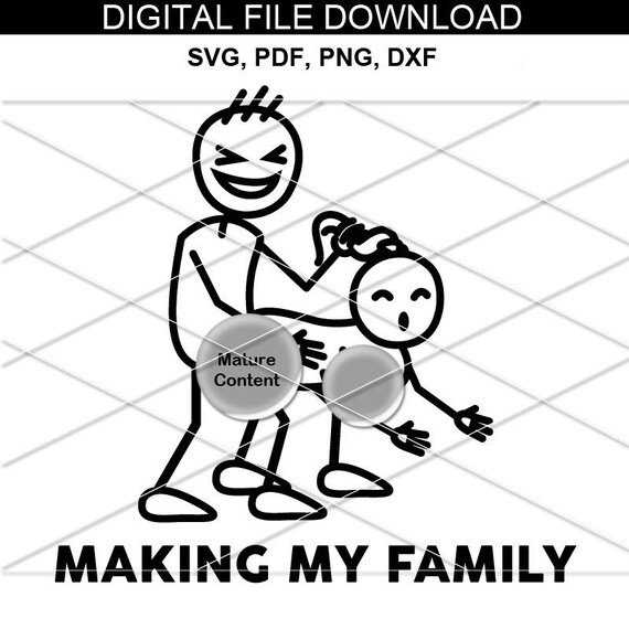 "Stick Figure Me And Your Mom" – Funny Vinyl Decal Sticker – Die-Cut, Made In USA