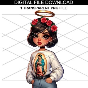 Mexican Chicana girl / Chibi Latina Girl/ Latina girl png/ Latina Png/ Cute Mexican girl png/ Gudalupe virgin png