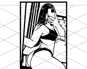 Sexy Woman Silhouette svg dxf png eps | Girl | Bdsm | Exotic | Booty | Stripper | Butt | Woman | Erotic | Kinky | selfie