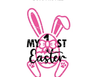 My 1st Easter - My First Easter Svg, Easter Baby svg, Baby Girl Easter, Bunny Face, Kids Silhouette Png Eps Dxf Vinyl Decal Files Svg/Png
